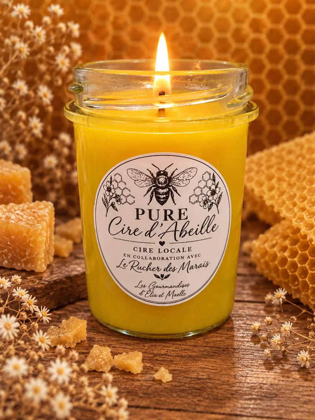 Bougie cire d'abeille 170g