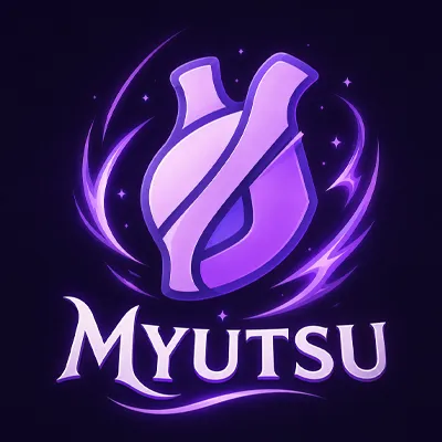 Logo Myutsu pour une boutique de cartes Pokémon, identité visuelle univers jeu vidéo, déclinaison 4 sur 5