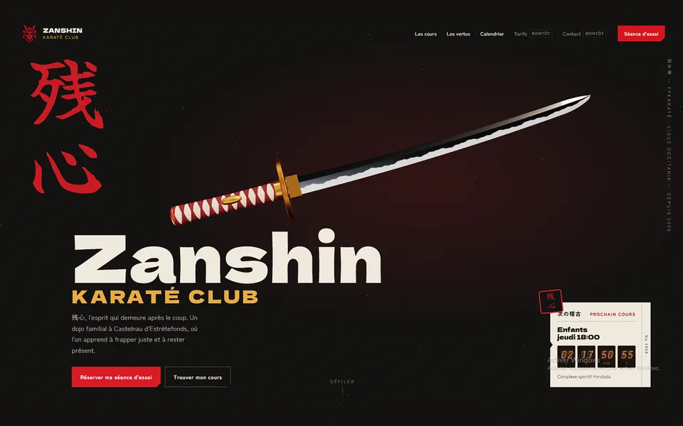 Site internet pour un club de Karate, Dojo Zanshin